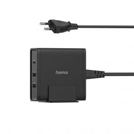 Зарядно 220V HAMA 3 порта, USB-C, USB-A за лаптоп 5-20V/65W, (PD), Черно