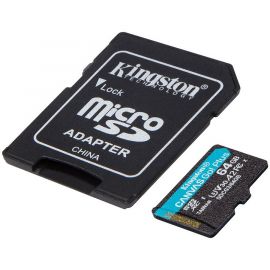 Флаш памети Kingston 64GB microSDXC Canvas Go Plus 170R A2 U3 V30 Card + ADP SDCG3/64GB