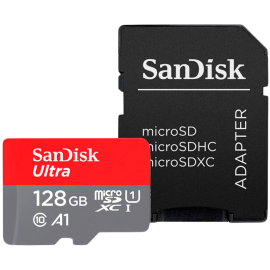 Флаш памети SanDisk Ultra microSDXC 128GB + SD Adapter 140MB/s  A1 Class 10 UHS-I SDSQUAB-128G-GN6MA
