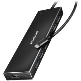 Адаптери Axagon Seven-port USB 3.2 Gen 1 hub with charging support. Connector for external power supply. USB-C cable 30 cm. HUE-F7C HUE-F7C