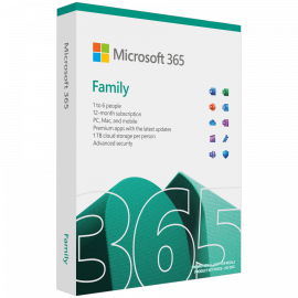 Приложен софтуер за PC (кутия с DVD носители) M365 Family English Subscr 1YR EuroZone Medialess P10 6GQ-01897 6GQ-01897