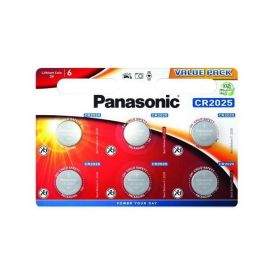 Бутонна батерия литиева PANASONIC CR2025, 3V, 6 бр. в блистер /цена за 6 бр./
