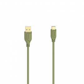 Кабел Hama Flexi-Slim USB-C - USB-A 2.0 мъжко, 0.75м, Зелен