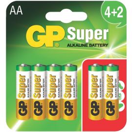 Алкална батерия GP SUPER LR6 AA / 4+2 бр. в опаковка 1.5V GP-BA-15A21-SBV6