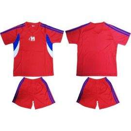 Детски екип за футбол/ волейбол/ хандбал фланелка с шорти червено, бяло и синьо 400116