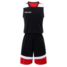 Екип за баскетбол MAXIMA, Черен с червен и бял 400243
