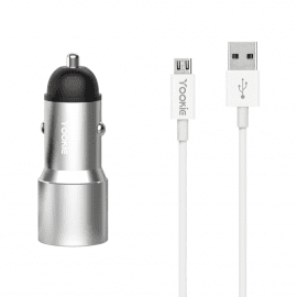 Зарядно устройство за кола Yookie PC4, Quick Charge 3.0, 2xUSB, С Micro USB кабел, Различни цветове - 40143