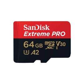 Карта памет SANDISK Extreme PRO microSDXC, 64GB, Class 10 U3, A2, V30, 90 MB/s с адаптер до SD