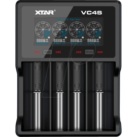 Зарядно у-во XTAR VC4SL, 4 гнезда, LCD дисплей, USB, LiIon & NIMH, 18650, CR123, AA, AAA