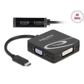 Адаптер 4 в 1 Delock 63129 USB-C мъжко - VGA / DVI / DP / HDMI женско, Черен
