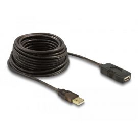 Удължителен кабел DeLock, USB-A мъжко - USB-A женско, USB 2.0, 10 м, Черен