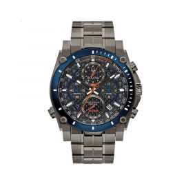 BULOVA Precisionist Grey Blue Dial Stainless Steel Watch 98B343