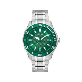 BULOVA Classic Men's Green Dial Stainless Steel Watch 98B359