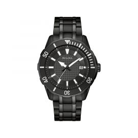 BULOVA Men's Black Stainless Steel Watch 98B361