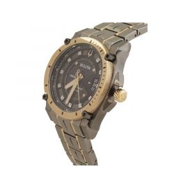 BULOVA Precisionist Rose Gold Tone Black Diamond Dial Watch 98D149
