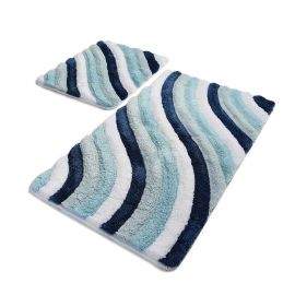 Комплект килими за баня Chilai Home 359CHL2226, 2 части, 100% антибактериална акрилна тъкан, Син/многоцветен