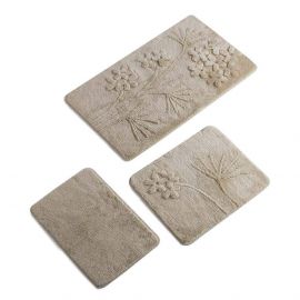 Комплект килими за баня Chilai Home 351ALS2043, 3 части, 100%  антибактериални акрилни нишки, Бежов ▷ AZO.BG ◁
