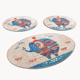 Комплект килими за баня Chilai Home 359CHL3241, 3 части, 100% антибактериални кадифени нишки, Многоцветен