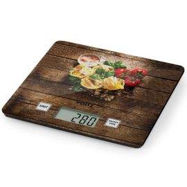 Кухненска везна Voltz V51651D Pasta, 5 кг, Стъкло, 15x15 см, Вкл. батерия, Многоцветна