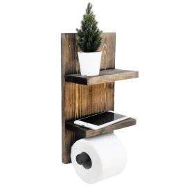 Поставка за тоалетна хартия Evila Originals 792EVL2855, 18x35 см, Дърво, 2 рафта, Кафяв