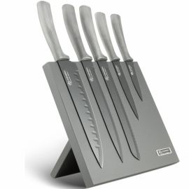 Комплект ножове с магнитна стойка Edenberg EB-957, 6 ч, Мраморно покритие, Сив