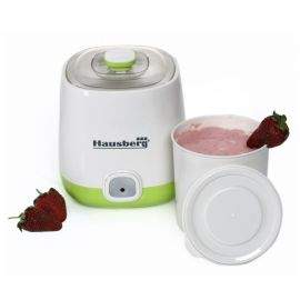 Уред за кисело мляко Hausberg HB-2190, 20W, 1 литър, Без буркани, Термостат, Бял/зелен
