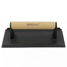 Чугунена преса за месо Kinghoff KH 1758, 21x10.8 cm, Дървена дръжка, Черен