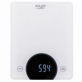 Кухненска везна Adler AD 3173W, 10кг, LED, Тара, g/lb:oz/ml/oz, Бял