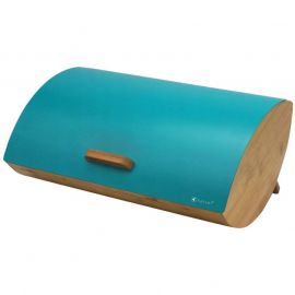 Кутия за хляб Kassel KS 93511, 35 см, Матово покритие, Бамбук и стомана, Тюркоаз