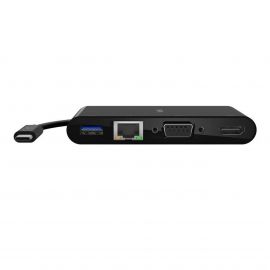 Мултимедиен адаптор Belkin USB-C (GBE, HDMI, VGA, USB-A), Черен AVC005BTBK