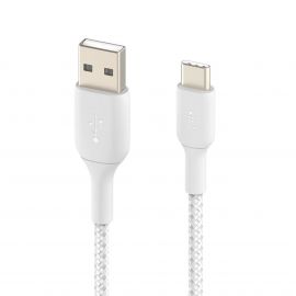 Кабел Belkin BOOST CHARGE Braided, USB-C to USB-A, Бял CAB002bt1MWH