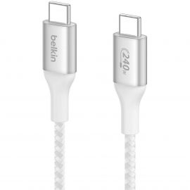 Кабел Belkin BOOST CHARGE™ USB-C към USB-C Cable Braided 240W 1M, Бял CAB015bt1MWH