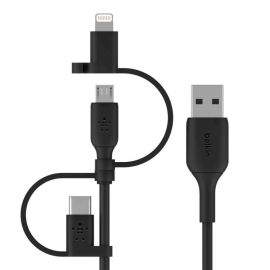 Кабел универсален Belkin, Lightning/Micro-USB/USB-C/USB-A, 1m, Черен CAC001BT1MBK