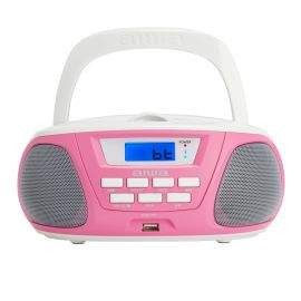 Аудио микросистема Aiwa BBTU-300PK, Bluetooth, CD, AM/FM, MP3 плейър, 2×2.5W, Бяло/Розово