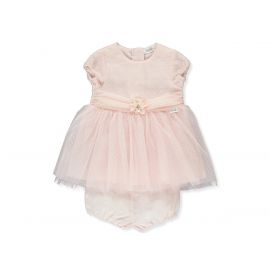 Bebetto Bebetto - Комплект рокля с къс ръкав и гащички Pearl K4393P, момиче, розов, 6-36 м. 6м. - 3г. Момиче Пролет/Лято 2024  8314186as