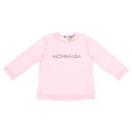 Monnalisa Памучна блуза с дълъг ръкав и лого от кристали Monnalisa, момиче, 6-24 м. 6м. - 2г. Момиче OUTLET Есен/Зима  8401050as