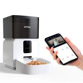 MYNA Автоматичен диспенсър за храна за кучета и котки с WiFi приложение и камера