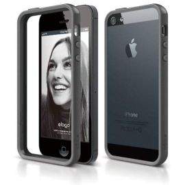 Elago S5 Bumper Case - силиконов бъмпер за iPhone 5, iPhone 5S, iPhone SE (тъмносив)