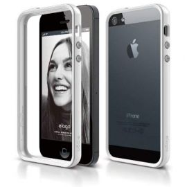 Elago S5 Bumper Case - силиконов бъмпер за iPhone 5, iPhone 5S, iPhone SE (бял)
