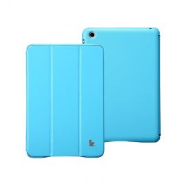 Jison Classic Smart Case - калъф от естествена кожа и поставка за iPad mini, iPad mini 2, iPad mini 3 (син)