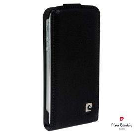 Pierre Cardin Lux Case - вертикален кожен калъф (флип) за iPhone 5S, iPhone 5, iPhone SE (черен)