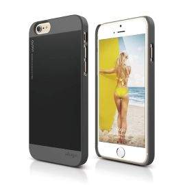 Elago S6P Outfit Aluminum + HD Clear Film - алуминиев кейс и HD покритие за iPhone 6 Plus, iPhone 6S Plus (сив-черен)