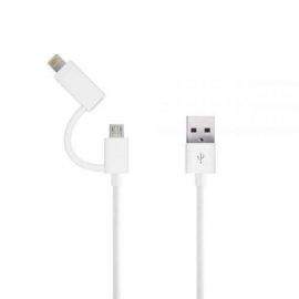 Just Wireless 2in1 Micro USB & Lightning Charge & Sync Cable - кабел за Apple Lightning и устройства с MicroUSB (бял)