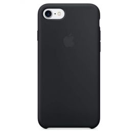 Apple Silicone Case - оригинален силиконов кейс за iPhone 8, iPhone 7 (черен)