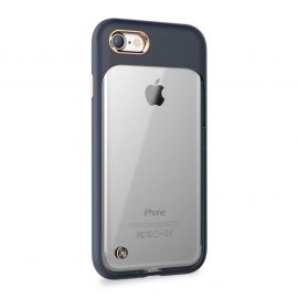 STILMIND Monokini Case - удароустойчив хибриден кейс за iPhone SE (2020), iPhone 8, iPhone 7 (тъмносин-прозрачен)