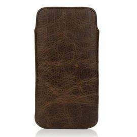 CASEual Leather Pouch - кожен калъф (естествена кожа, ръчна изработка) за iPhone 6, iPhone 6S (тъмнокафяв)
