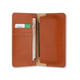 4smarts Newtown Wallet Universal Flip Case - универсален кожен калъф тип портфейл за смартфони до 5.8 инча (кафяв)