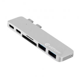 eStuff Allure USB-C Hub Pro - мултифункционален хъб за свързване на допълнителна периферия за MacBook Pro 16, TouchBar 13, TouchBar 15 (2016 и по-нови) (сребрист)