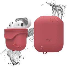 Elago Airpods Waterproof Case - водоустойчив силиконов калъф за Apple Airpods (червен)