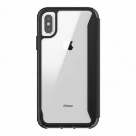 Griffin Survivor Clear Wallet Case - кожен калъф, тип портфейл с висока защита за iPhone XS Max (черен-прозрачен)